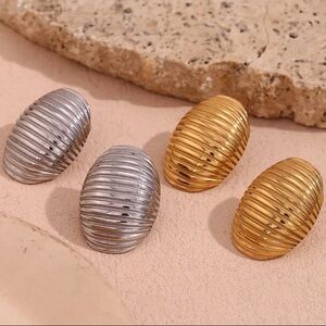 Gold and Silver Ribbed Earrings